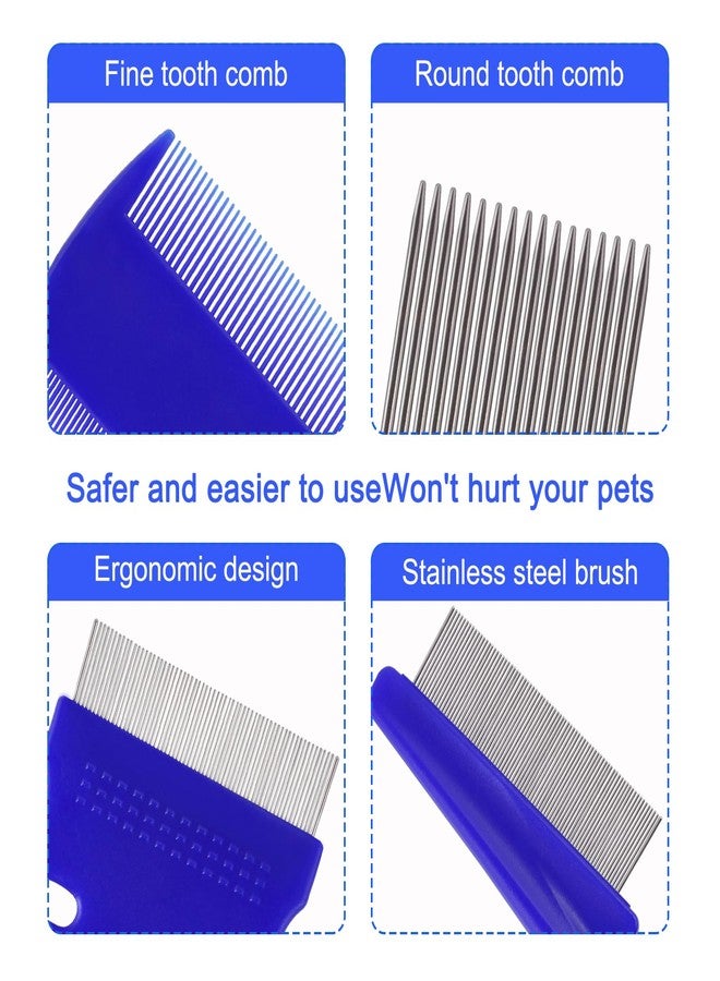 CAPHONT 6 Pack Flea Comb for Cats Dogs,Stainless Steel Dog Cat Grooming Combs With Rounded Teeth,Double-Sided Tear Stain Remover,Dematting Comb For Dogs Cats Ideal for Small, Medium & Large Pets (Blue) - Image 4